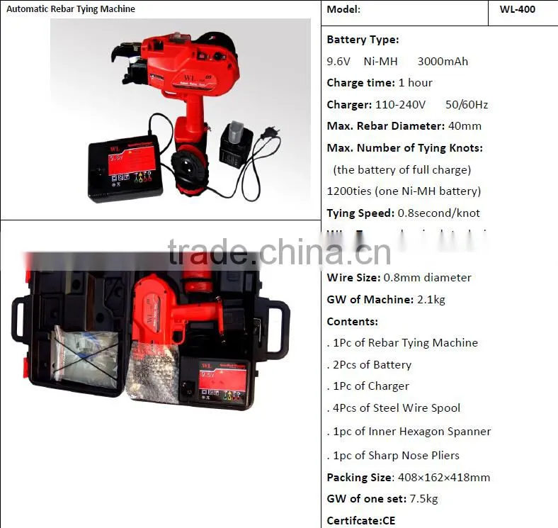 Hot selling hand hold Max 40mm Rebar tie tool