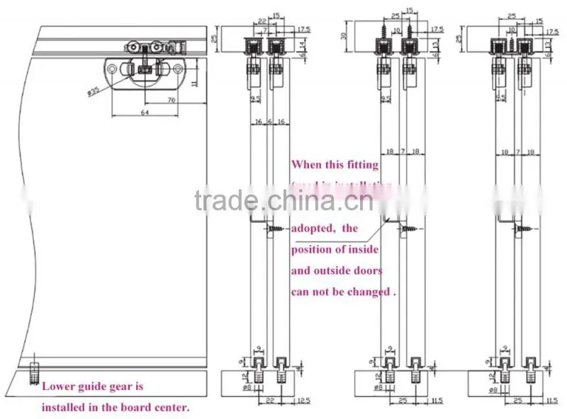 Internal Top Hanging Cabinet Sliding Door Hardware
