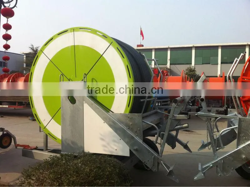 Mobile hose reel irrigation system, sprinkler irrigation system