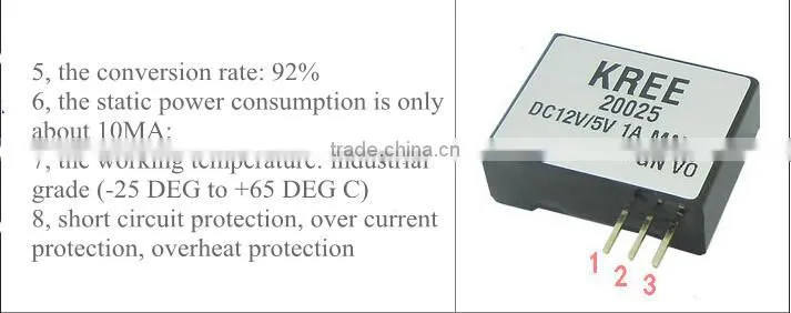 Ultra-thin DC-DC step-down power module IC integrated 12V power supply module 5V1A turn over 2596 power converter