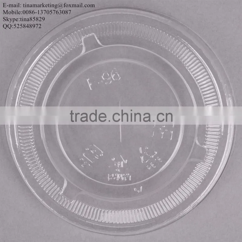 Custom High Quality PS Plastic Clear Flat Lid with Straw Slot for Clod Drink Cup
