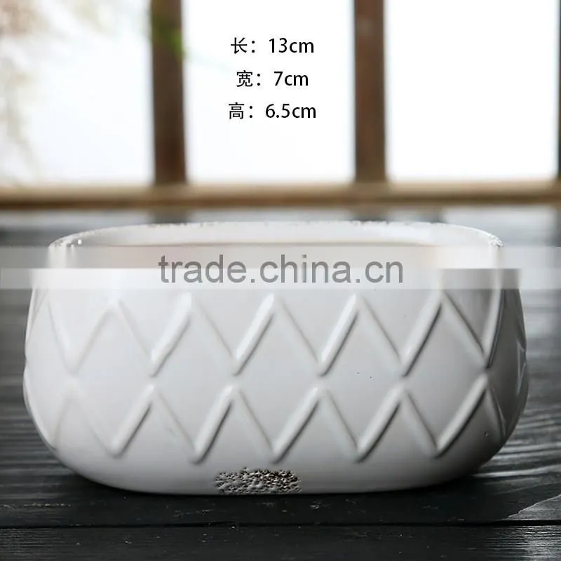New design succulent samll white ceramic flower pots wholesale