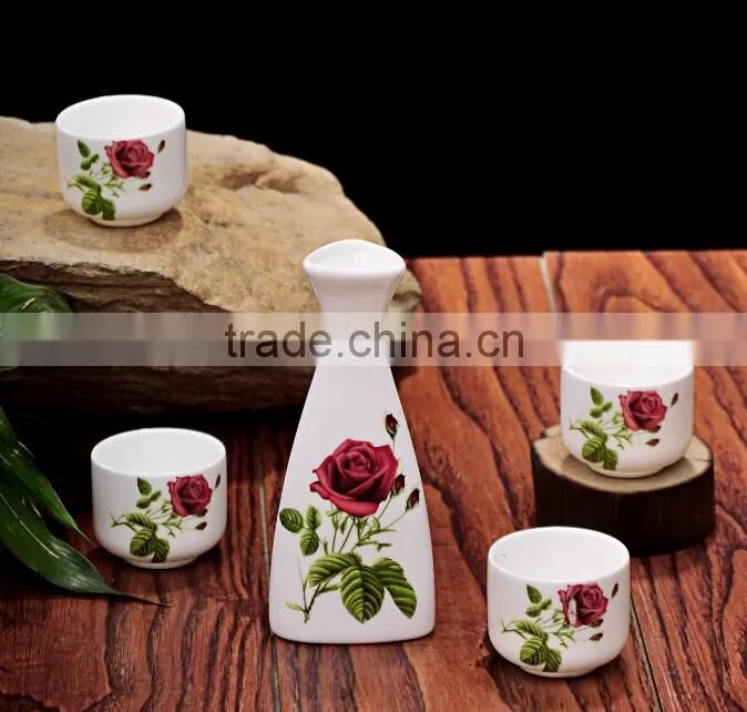 Haonai wholesale Chinese style ancient ceramic flagon wine set