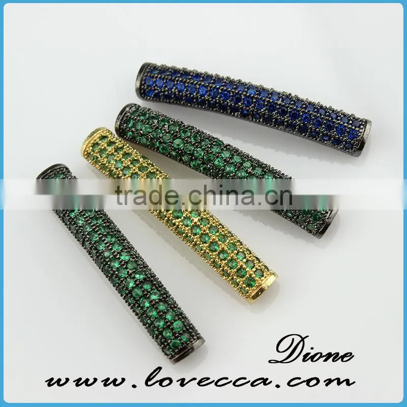 Fashion design sterling silver color pendant in pipe shape with cooper micropave setting pendant