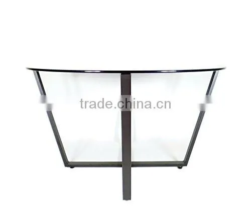 Made in China metal type living room furniture round shape glass top table with folding metal frames