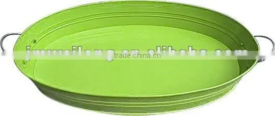 Round metal tin serving tray with anti-slip surface and custom printing