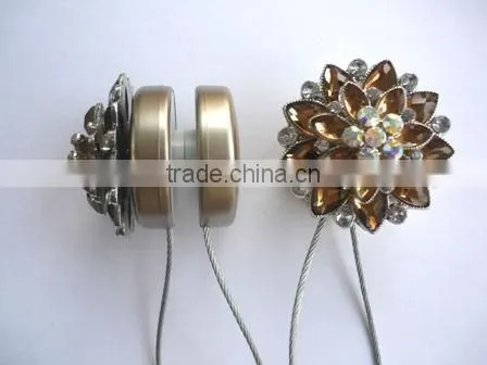 2014 new design magnetic curtain tiebacks with ornament