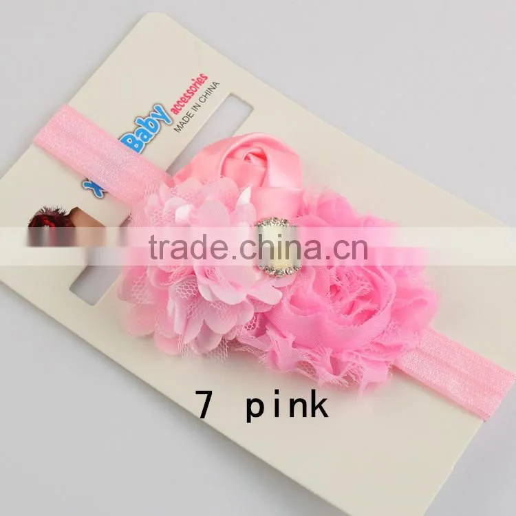 Most Hot Baby Hairband Flower Handwear Kids Girls Flower Ribbon Baby Elastic Headband For Kids