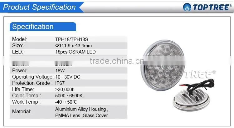 LED Agriculture lights 4.5 inch 18W John Deere work light 12V LED tractor work lights