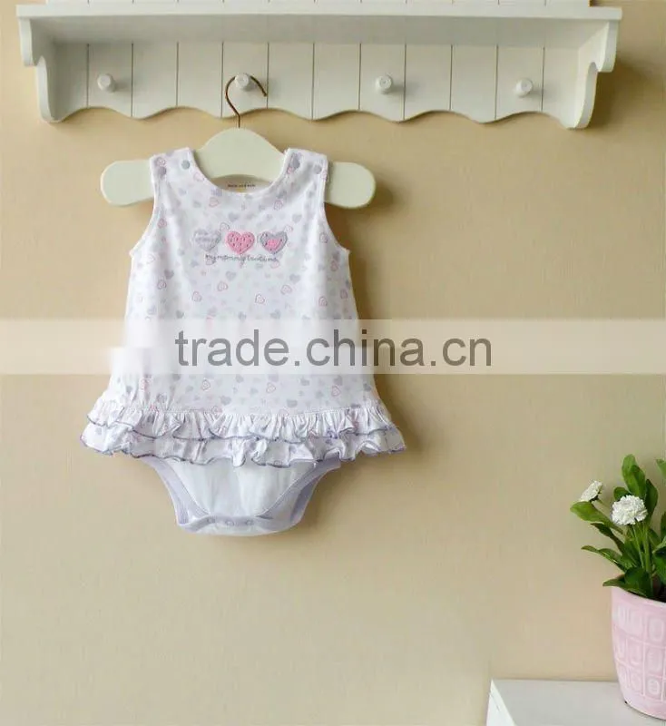 mom and bab 2012 summer baby wear 100% cotton embroider girl lace bodysuit