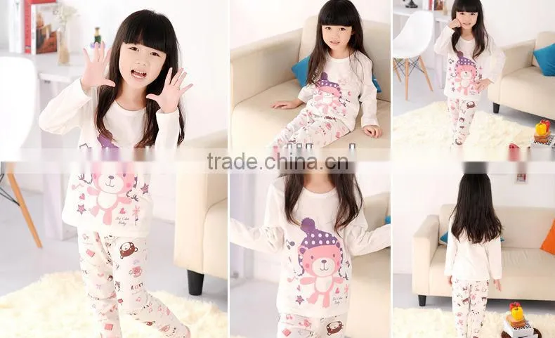 2015 Hot sale n cotton lovely pretty girls pajamas for girls