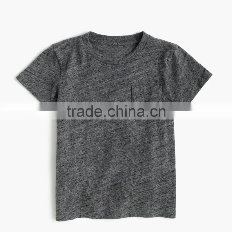 Wholesale comfortable custom design baby clothes 2017 Boys' slub pocket T-shirt new style plain children clothing