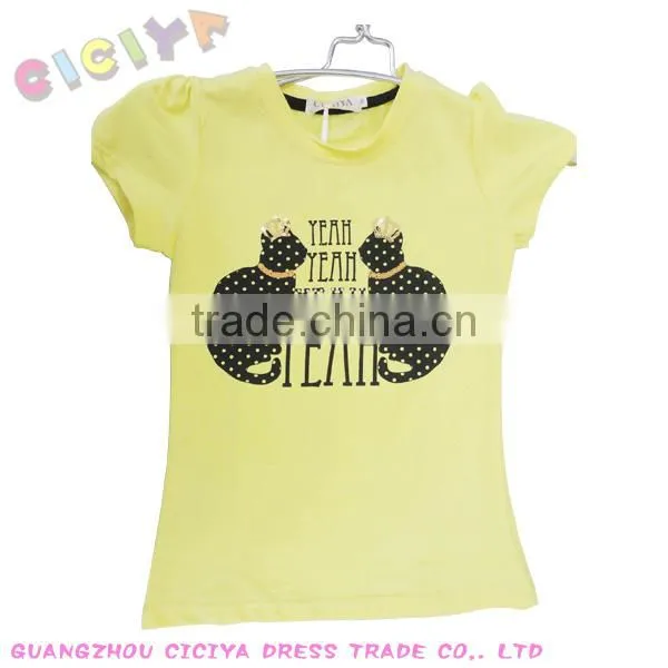 Latest arrival 2014 young girls fashion t-shirts printed summer maiden designs tshirt