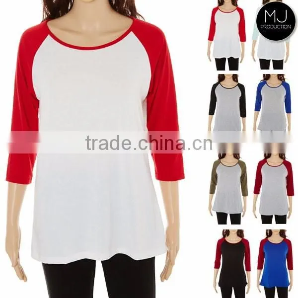 FACTORY wholesale colorful 3/4 sleeve raglan