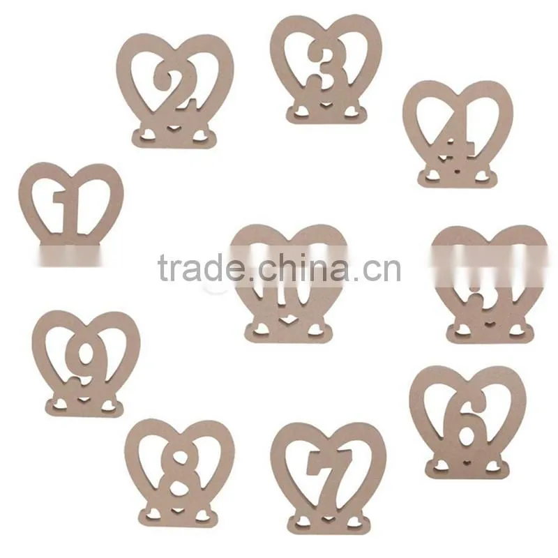 Wedding Supplies Hollow Wood Heart Figures Table Number Stand