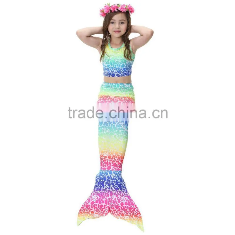 3pcs set Lovely Kid Mermaid Set Girls Swimsuit Mermaid Cosplay Costume