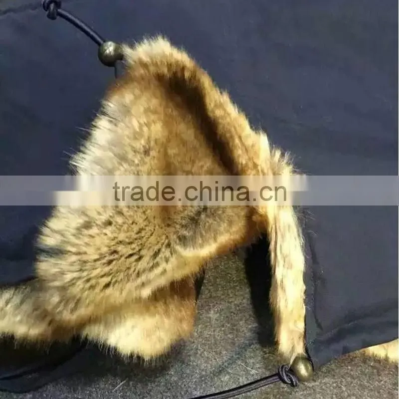 2016 New arrival Dark blue Winter jacket France beading with faux fur apricot lining coats