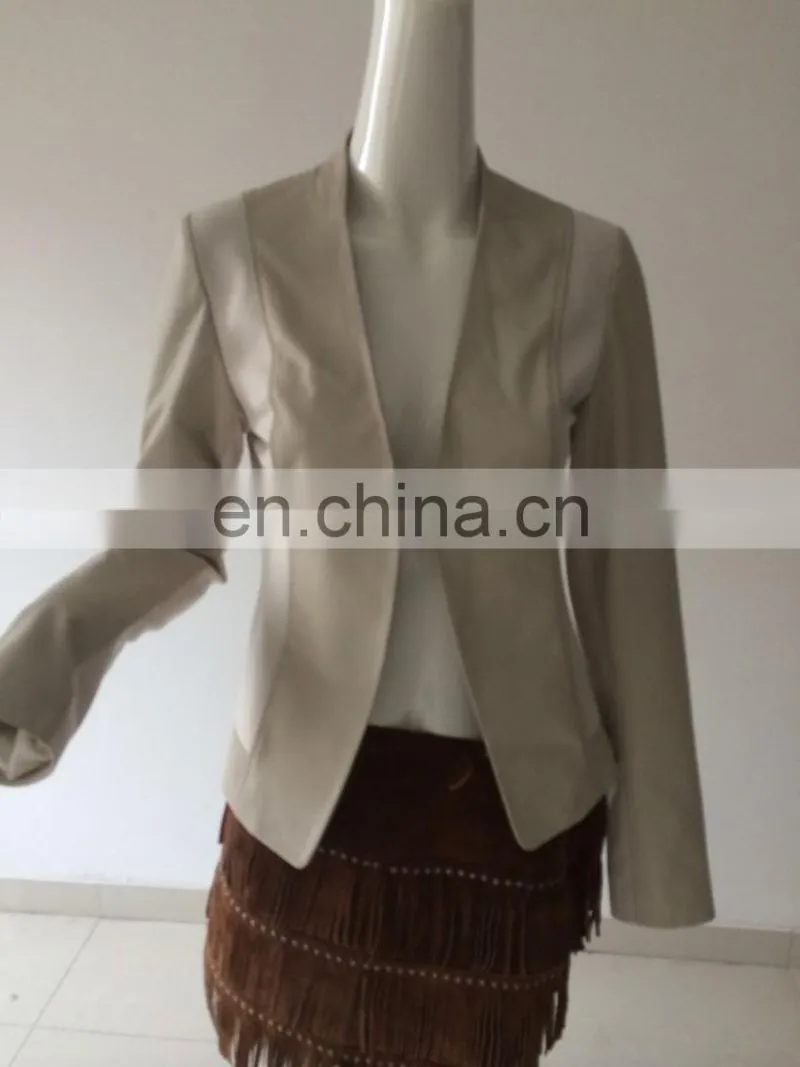 Womens pu leather jacket with knit