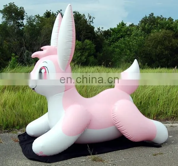 PVC pink inflatable rabbit toy for entertainment