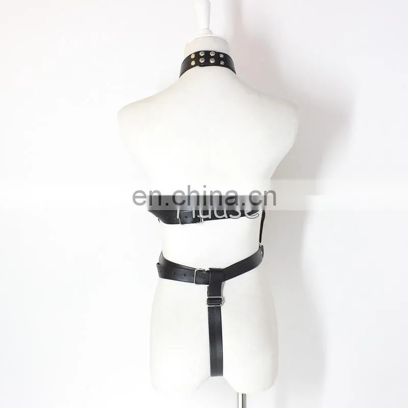 Sexy Leather Bondage Lingeries Sexy Strap-Style Costume Sexy Apparel Playsuit
