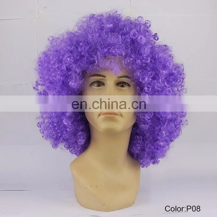 Football Fans Party Cheap Big Purple Afro Wigs P08
