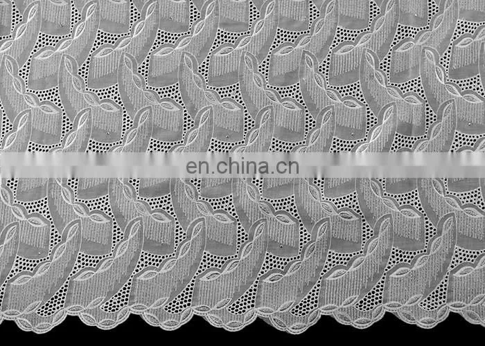 Popular african textile ,embrodery lace fabric with stones