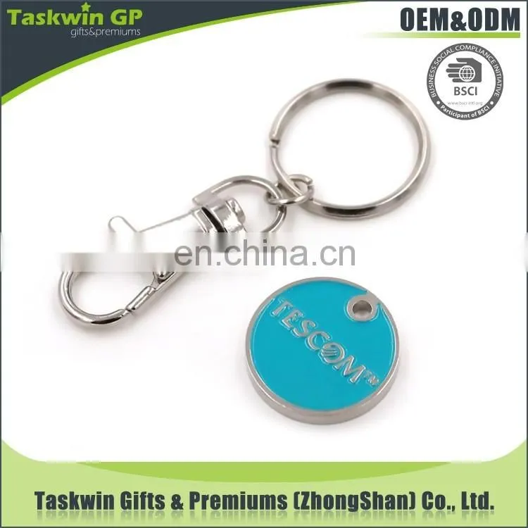 Custom made metal soft enamel trolley coin keyholder