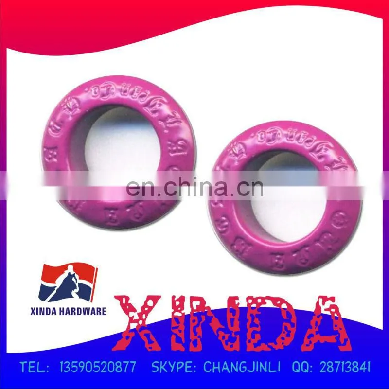 Promotional eyelet painted purple, made of brass,sank logo with superior quality,OEM/ODM orders welcomed