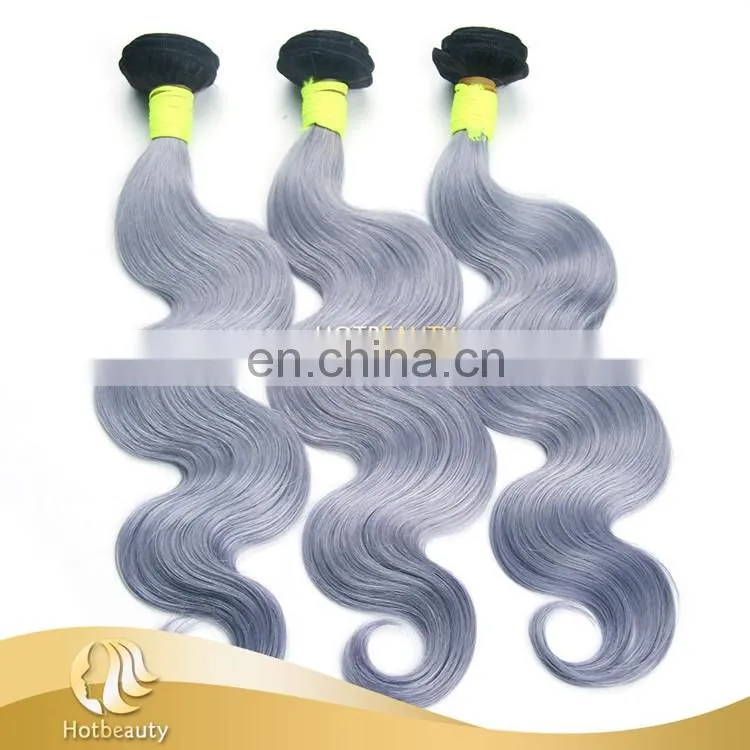 New 7A Brazilian Vrigin Remy Ombre Human gray Hair Bundle Two Tone colors Curly Hair Weave Weft Unprocessed Hair