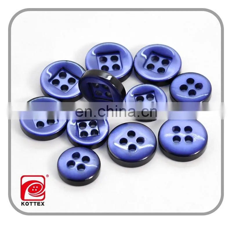 2016 graphic square round hole design, 18L blue shirt resin button