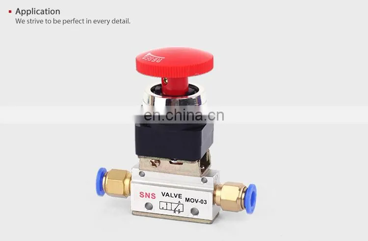 SNS MOV Series aluminum alloy pneumatic hand control air mechanical valve with push button