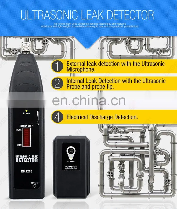 All-Sun EM2268 Ultrasonic Leak Detector Transmitter 36KHz-44KHz Sensor Gas Leak Multifunction Gas Analyzer