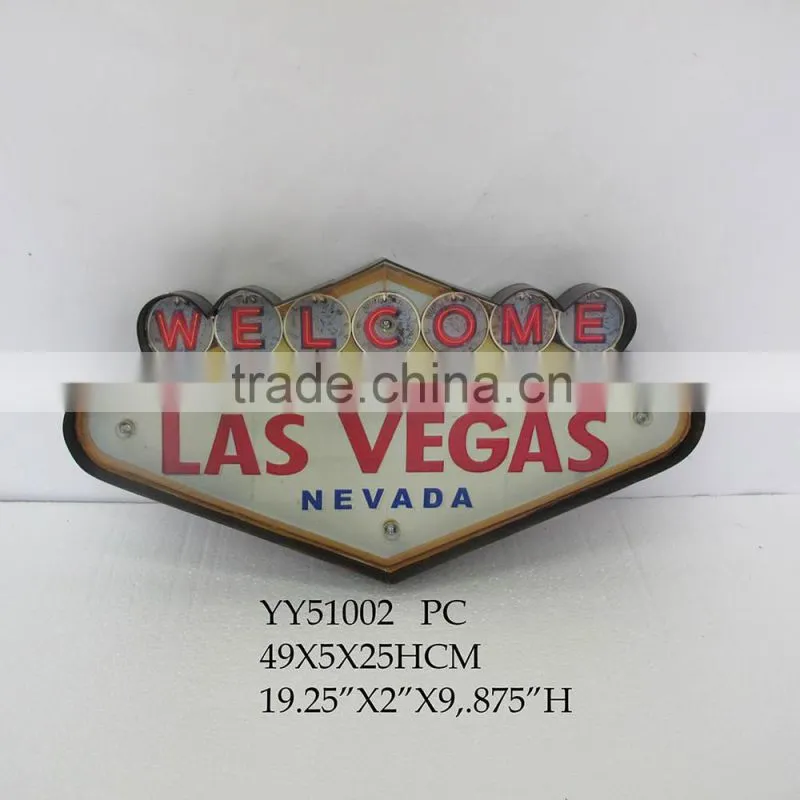 LAS VEGAS embossed metal wall palque with LED light