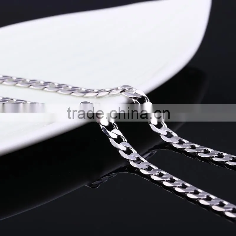 simple design fashion jewelry rhodium plated cheap short chain necklace