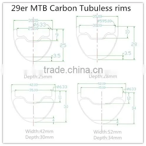 Hot sale 650b DH mountain bike rims 42mm width carbon 27.5er mtb wheels 28H-36H 650B dh carbon rim