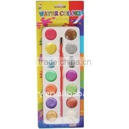 12 COLORS METALLIC WATER COLOR DAMP DRY WITH A PAINTBRUSH AND PALETTE NON-TOXIC