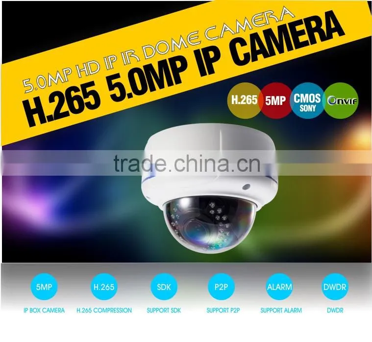 Network H.265 Hi3516A CMOS Network Night Vision Camera 5.0 Megapixels Sony CMOS CCTV Dome Camera