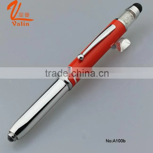 Promotional led touch metal ball pen with crystal touch