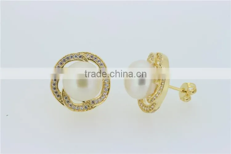 Ladies fashion big pearl earrings designs silver jewelry