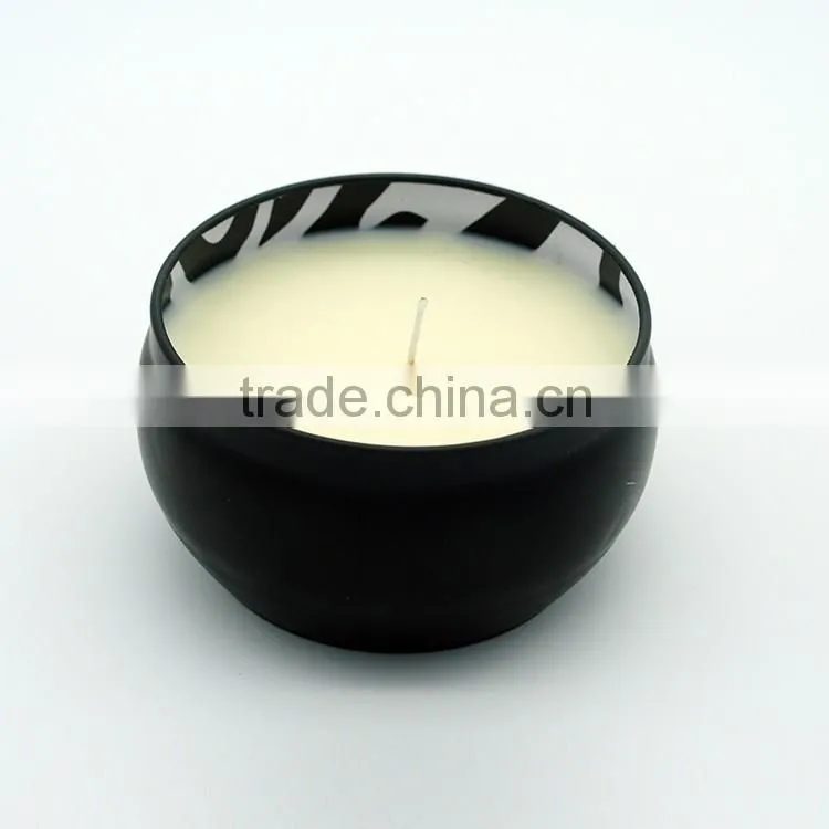 Black travel tin candle/Aroma Tin candle/Tin metal candle/Tins massage candle