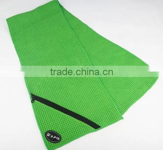 Cheap Fashion Zipper pocket microfiber sports towel