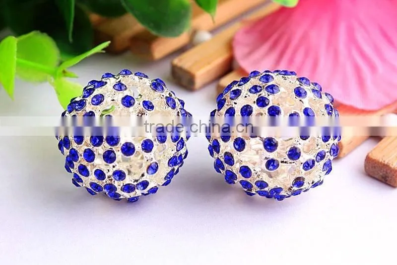 AAA Quality 20mm large fashion alloy rhinestone ball crystal bubblegum loose charm beads for DIY jewelry making!!