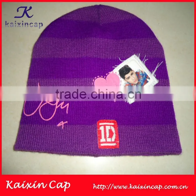 pink girl fashion acryl Beanie hat 100% acryl knit cap
