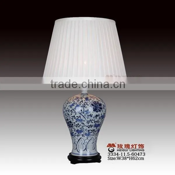 lamp family with porcelain and fabric shade