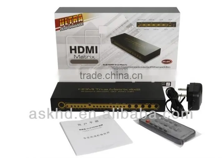 1.4v 4k*2k HDMI matrix 4x2 with with Toslink Audio Output