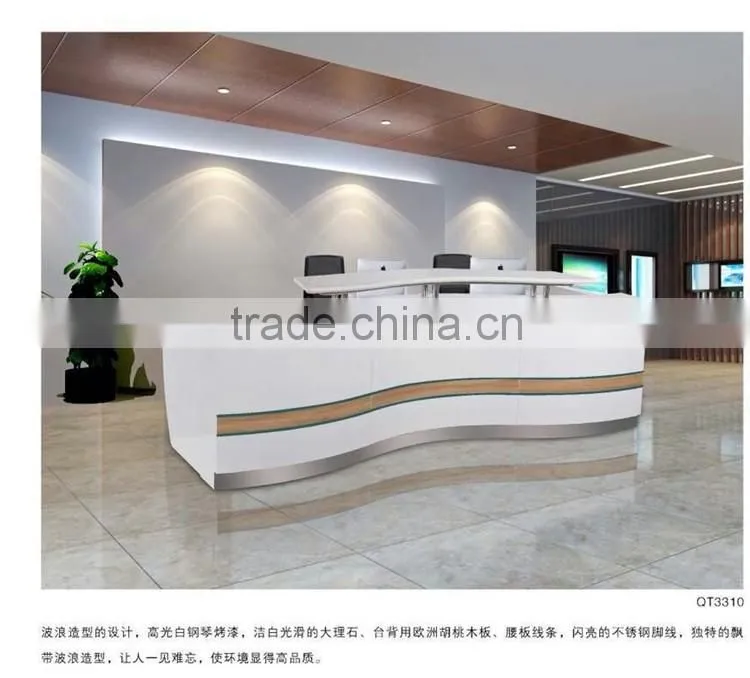 Red and black 2 person reception desk