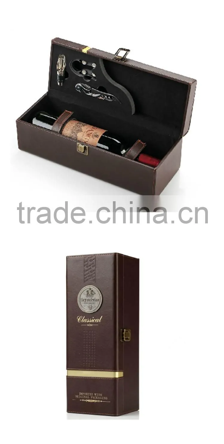 Custom single cheap leather wine gift box packaging