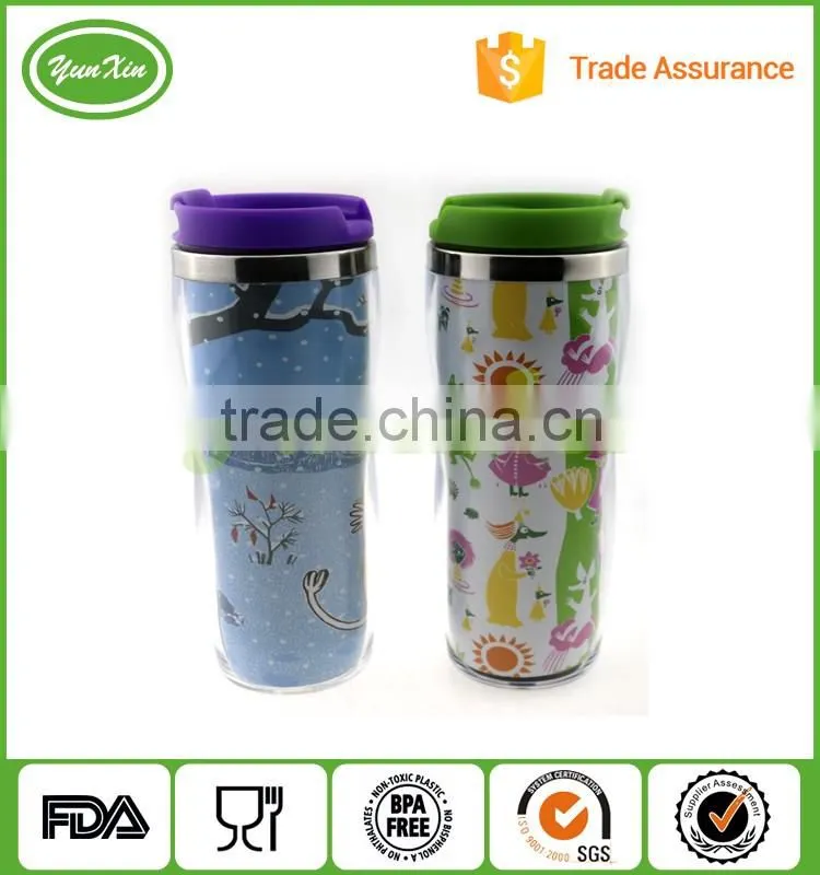 Promotional Double Wall Stainless Steel tumbler mug with newest advertising paper insert