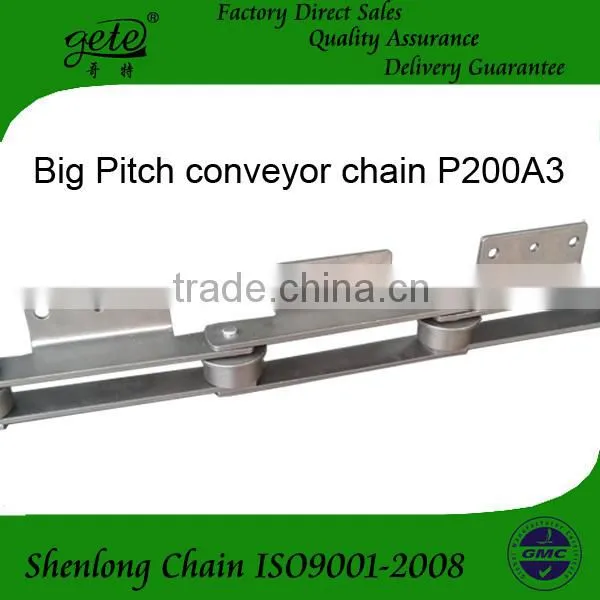 Big pitch conveyor chain P200 with A3 attachments