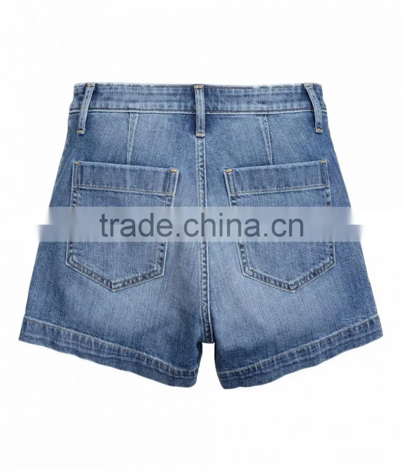 2016 Wholesale Women Short Denim Shorts Side Pockets With Buttons